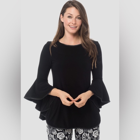 Joseph Ribkoff Top Style 184486 Poet Sleeves Black - Picture 3 of 11